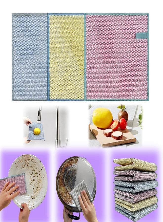 AUONLY Wire Dishwashing Rags for Wet and Dry, Multipurpose Cleaning Pads, Time-Saver Kitchen Wipes Cleaning Cloths, Non-scratch Wire Dishcloth, Soft Wire Dishwashing 3 PCS - Image 1